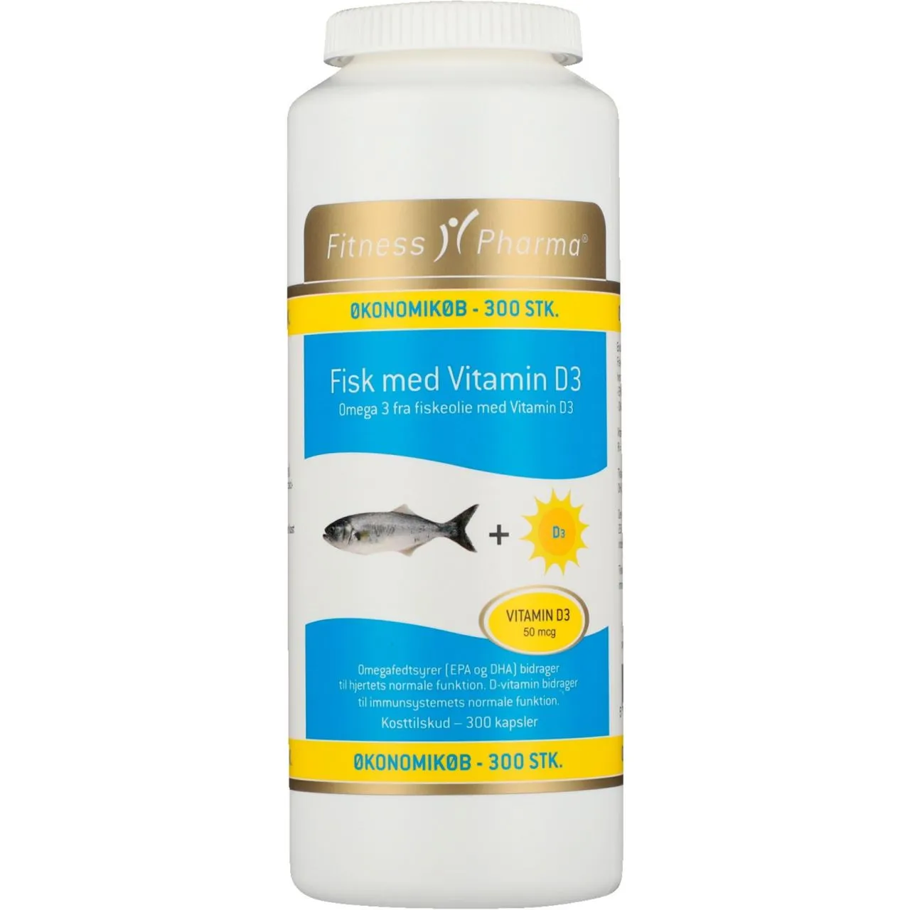 Fitness Pharma Fiskeolie & D3 Vitamin / Omega-3 acids & Vitamin D3 300 pcs.