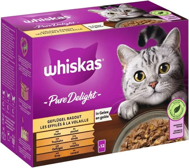 Whiskas Pure Delight Poultry Ragout in Jelly 12x85g