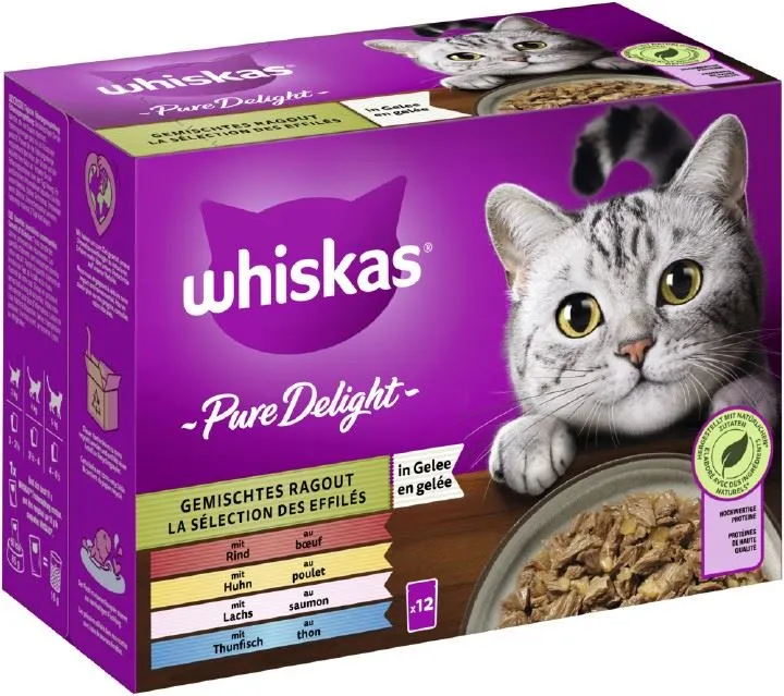 Whiskas Pure Delight Mixed Ragout in Jelly 12x85g