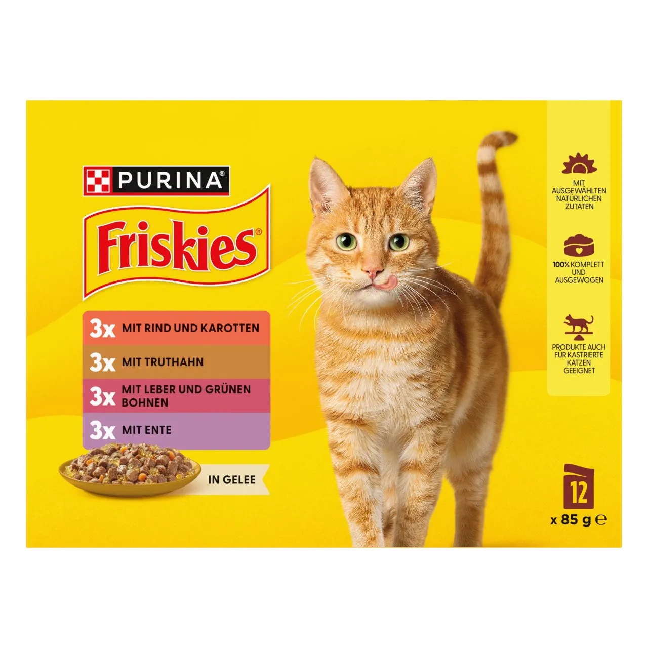 Friskies in Gelee Rind, Truthahn, Leber & Ente 12x85g